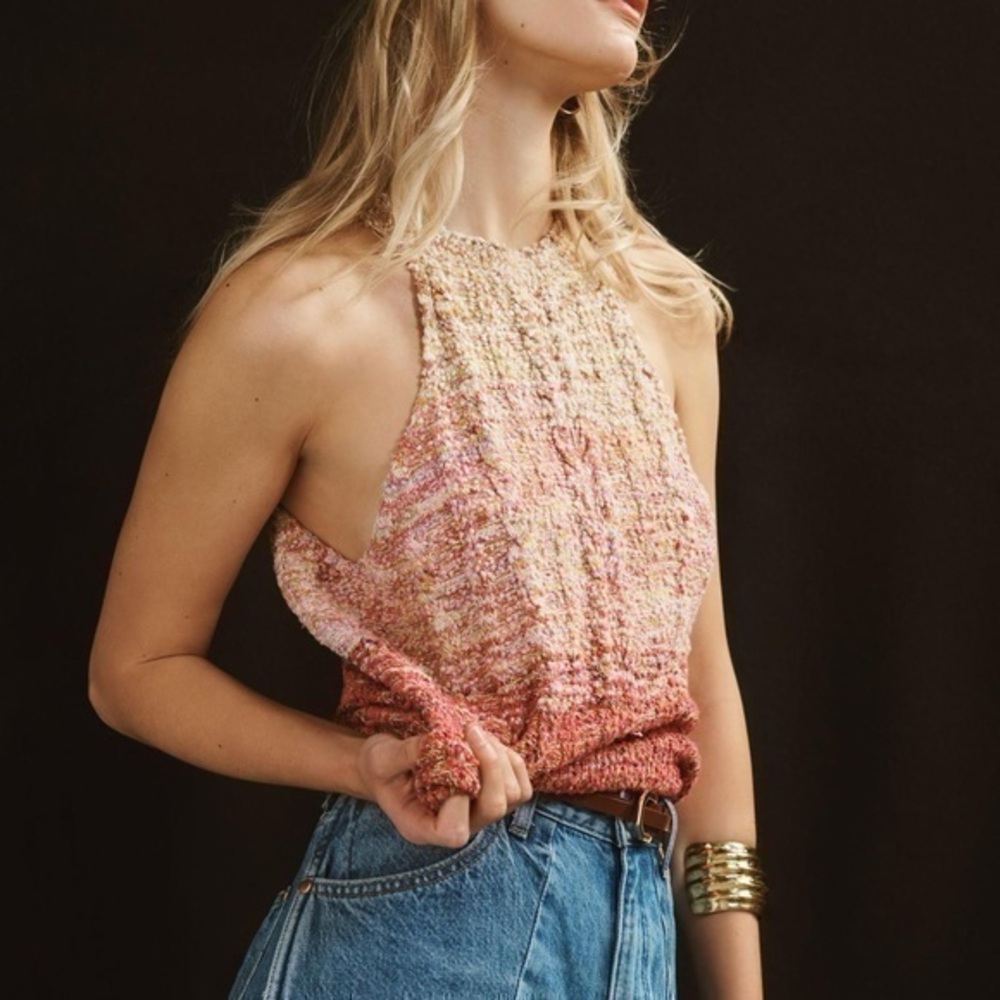 Anthropologie Pilcro Cable-Knit Halter Sweater Tank